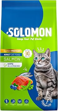 Solomon Yetişkin Somon'lu Süper Premium 9 Kg Somonlu Kedi Maması - Hipoalerjenik - Düşük Tahıllı - Yüksek Hayvansal Protein - Tüy Dökülme Engelleyici - Kolay Sindirilebilir - Kedi Maması