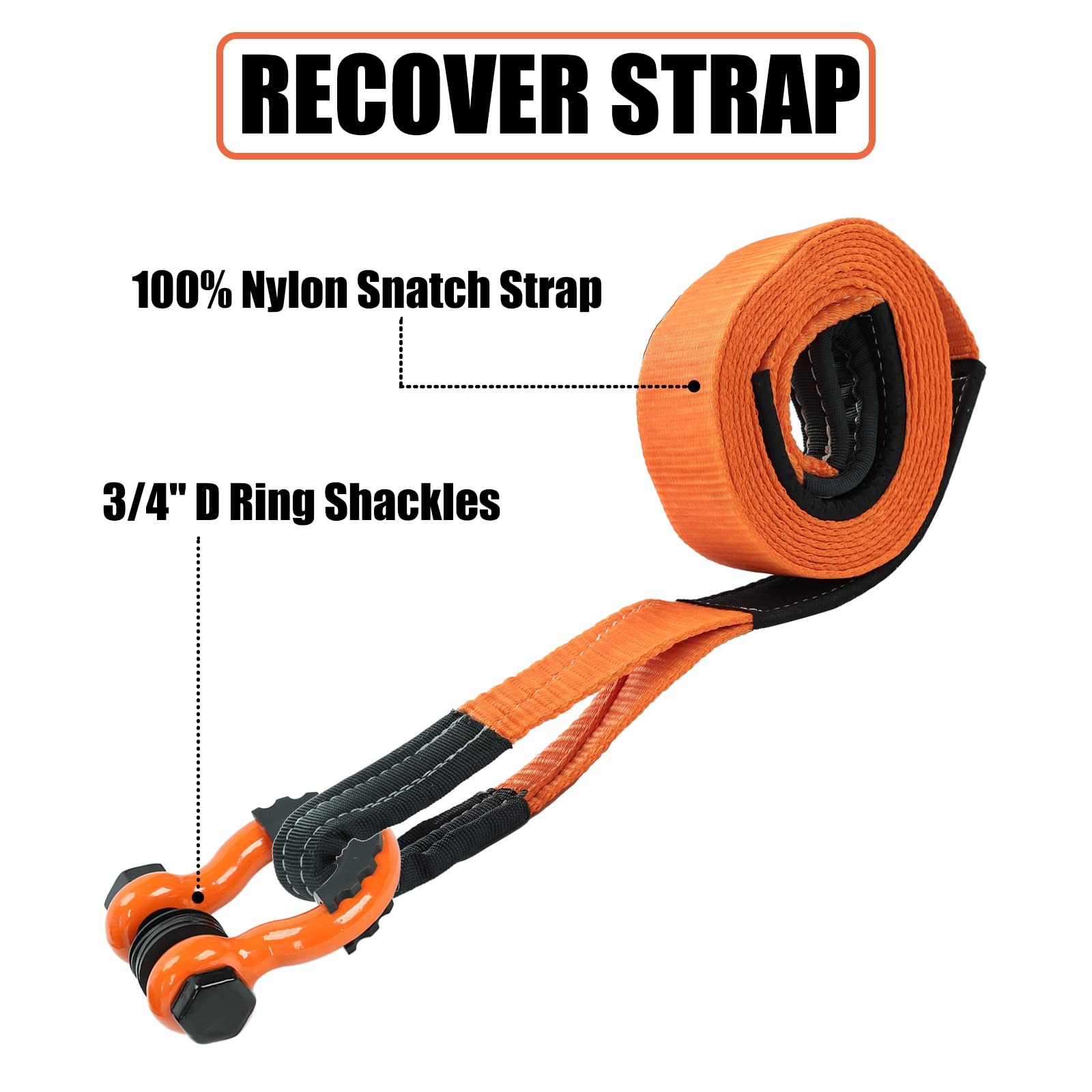 Roadsafe 4wd Recovery Kit - Winch Extension, Tree Trunk Protector, 11t Snatch Strap, Hitch & Soft Shackle main image 1