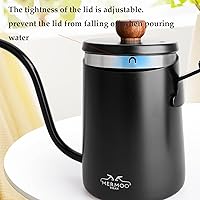 Vista 4 de MERMOO YILAN Hervidor de café para verter sobre cafetera, 20.3 fl oz, tetera de cuello de cisne, hervidor de acero inoxidable con mango Negro