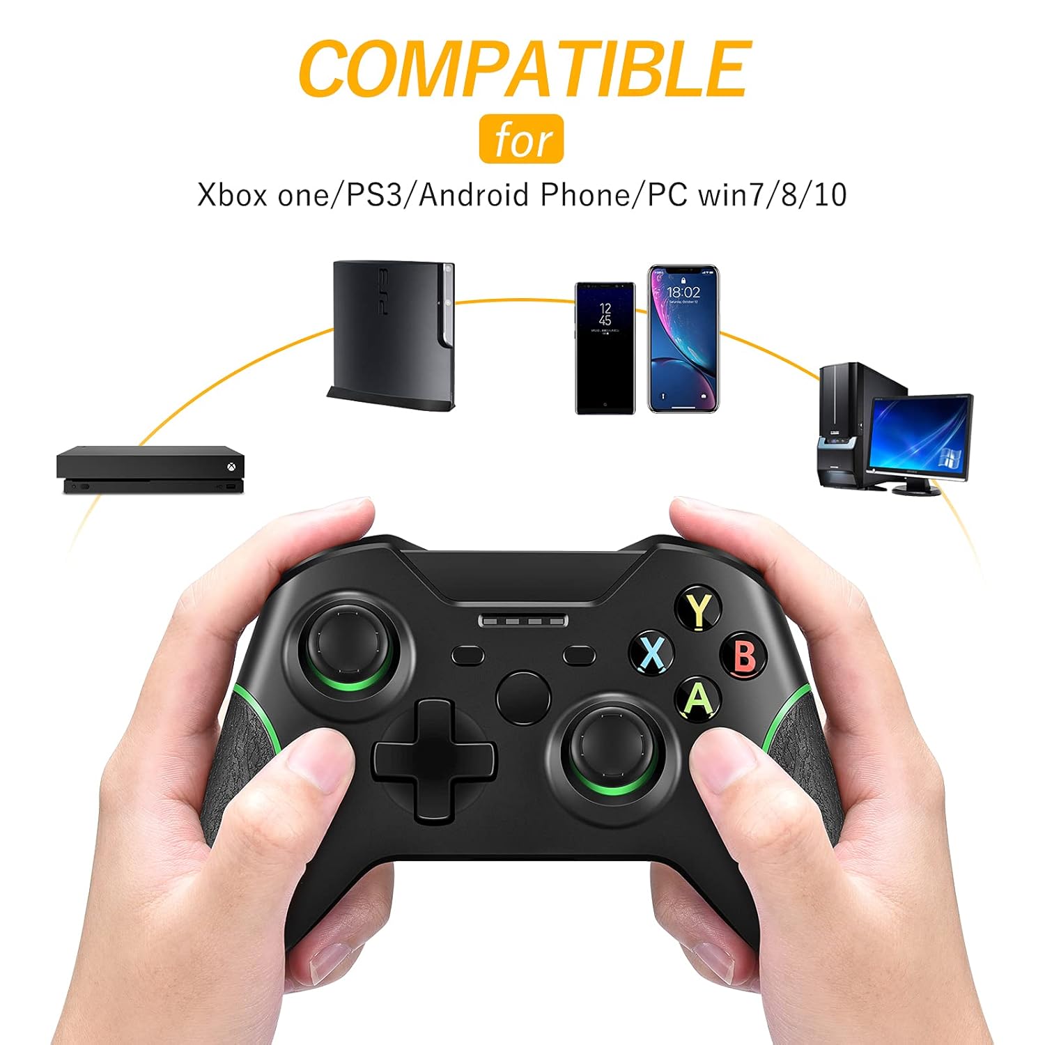 GLOWANT Wireless Controller Replacement for Xbox One Controller,2.4G Wireless Gamepad Joystick with Dual Vibration and Built-in 500mAh Rechargeable Battery Compatible with Xbox one(BL)