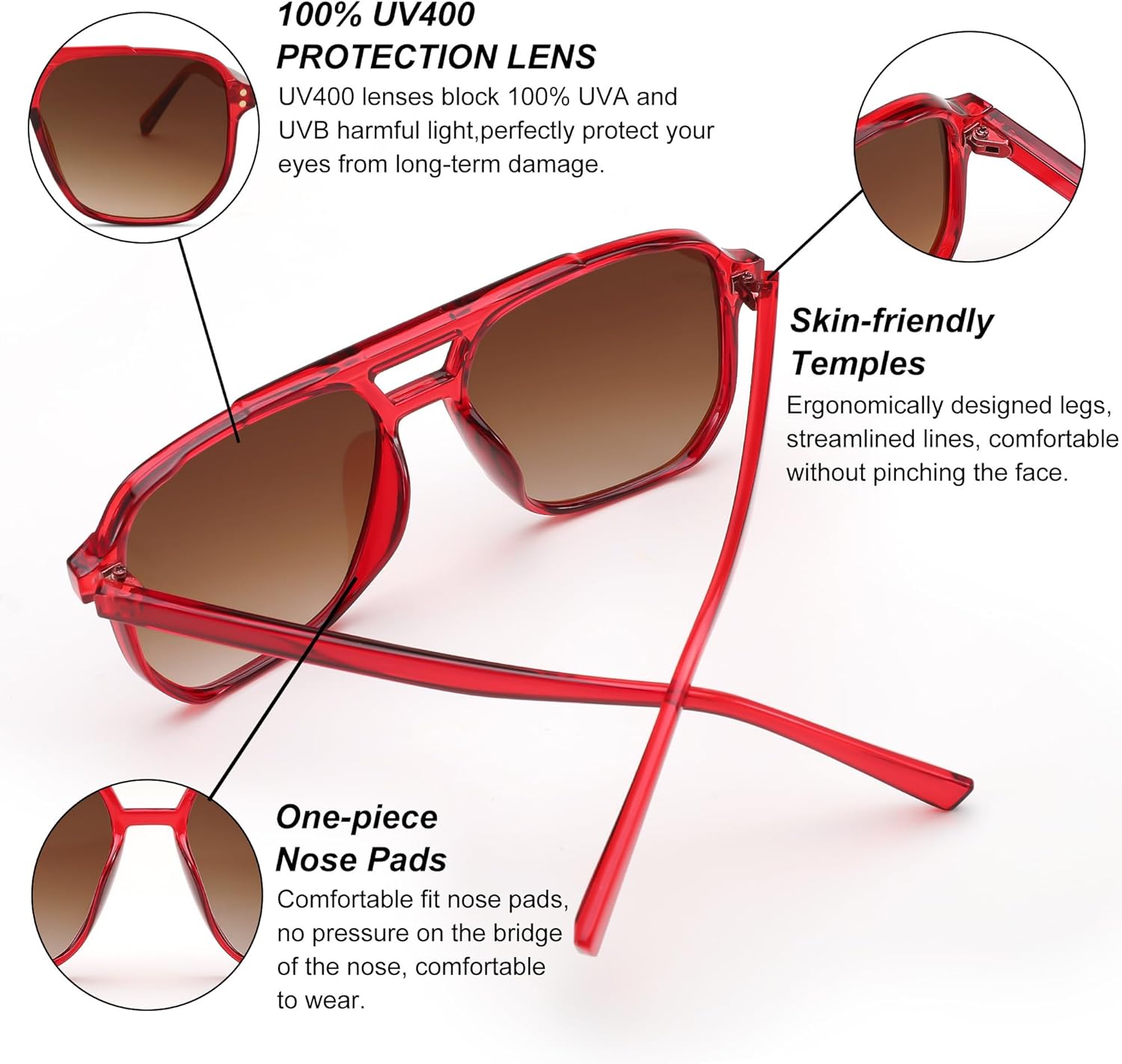 FEISEDY Retro Square Aviator Sunglasses Women Men 70s Vintage Trendy Plastic Frame Sun Glasses B2835 - Image 4