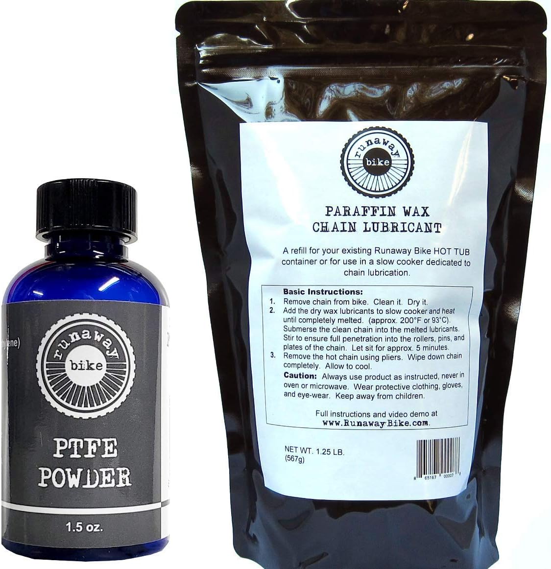 Runaway Bike PTFE Powder and Bulk Paraffin Wax Chain Lube Bundle Sports & Outdoors