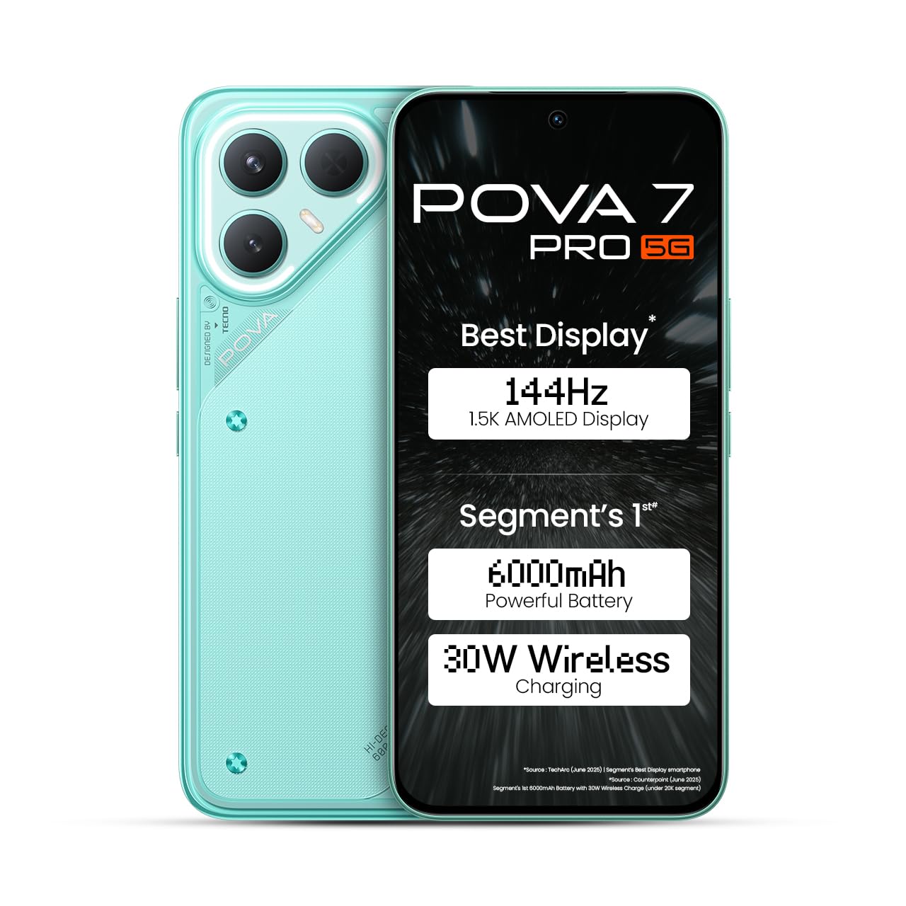 Tecno Pova 7 Pro 5G 8GB+128GB Neon Cyan - Image 1