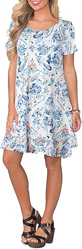 Miniatura 4 de FZ FANTASTIC ZONE - Vestido informal de verano para mujer, estilo camiseta, holgado, de manga corta y con bolsillos