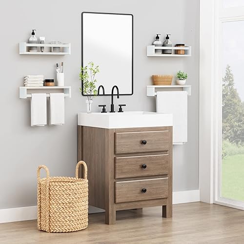 Miniatura 57 de Forbena Estantería de pared de 24 pulgadas para dormitorio de niños, juego de 4, estantes flotantes blancos para libros de bebé, niños y niñas, 1.