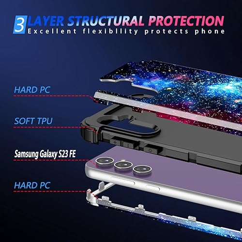 Miniatura 4 de Miqala Funda para Galaxy S23 FE 5G, tres capas resistentes a prueba de golpes, protección de cuerpo completo, parachoques de plástico duro+funda