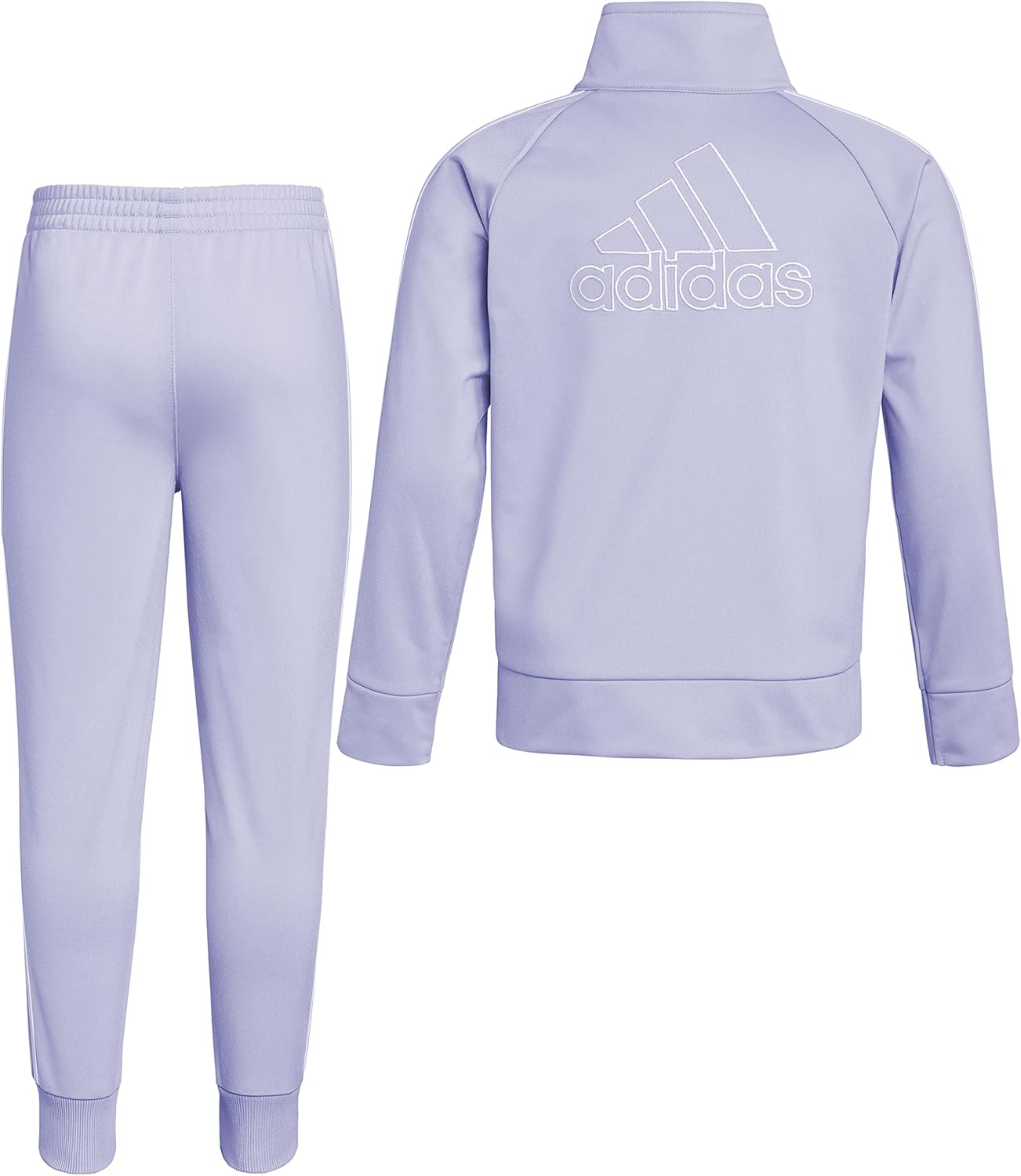 adidas girls Li'l Sport Pant & Active Clothing Zip Front Classic Tricot Jacket and Joggers Set, Violet Tone, 6X - Image 2