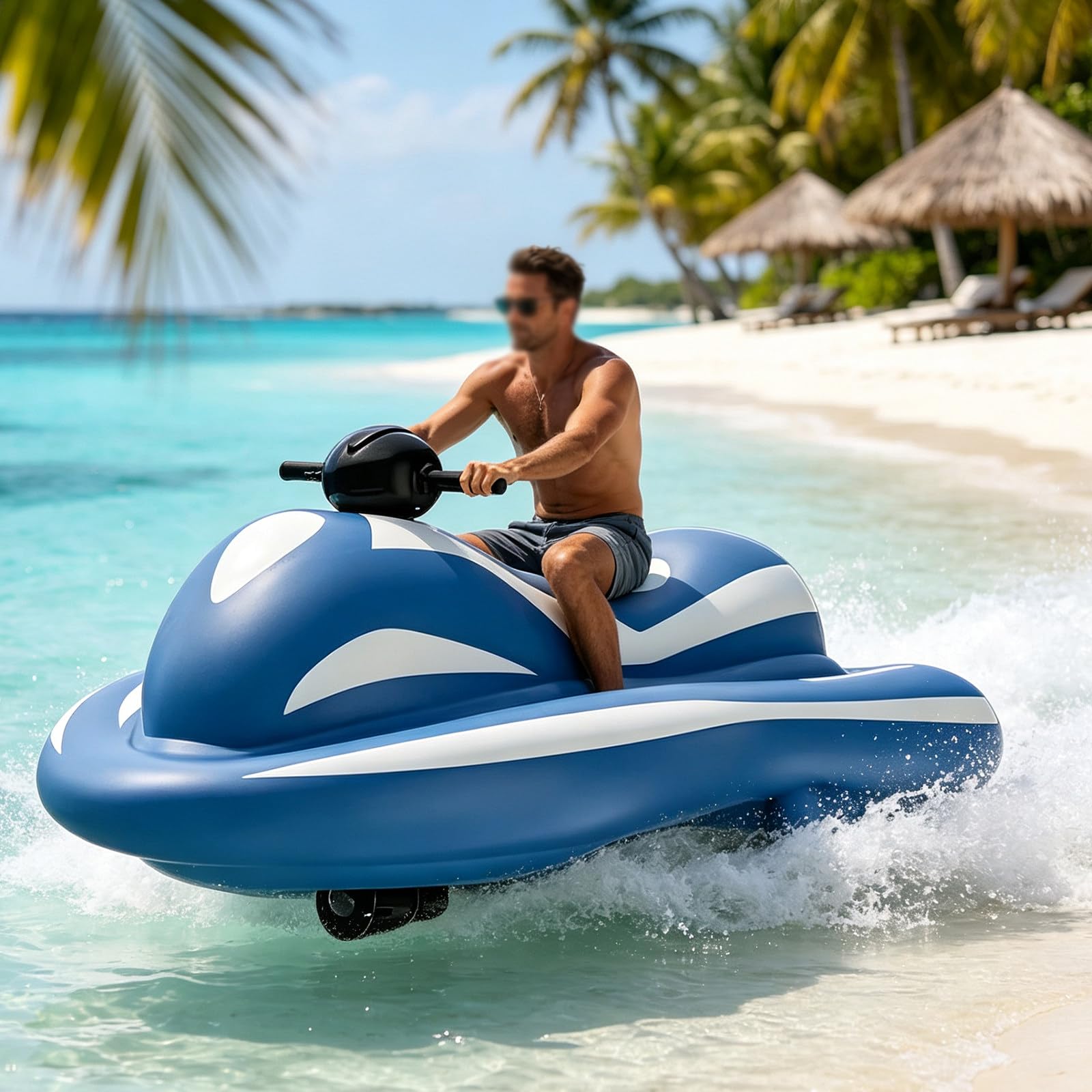 Bateau Gonflable Et Scooter sous-Marin, Bateau à Moteur éLectrique D'éTé, 250W, Capacité De 100kg, Vitesse De 6 à 8 Km/H, pour S'Amuser à La Piscine, Au Lac Et à L'OcéAn Blue