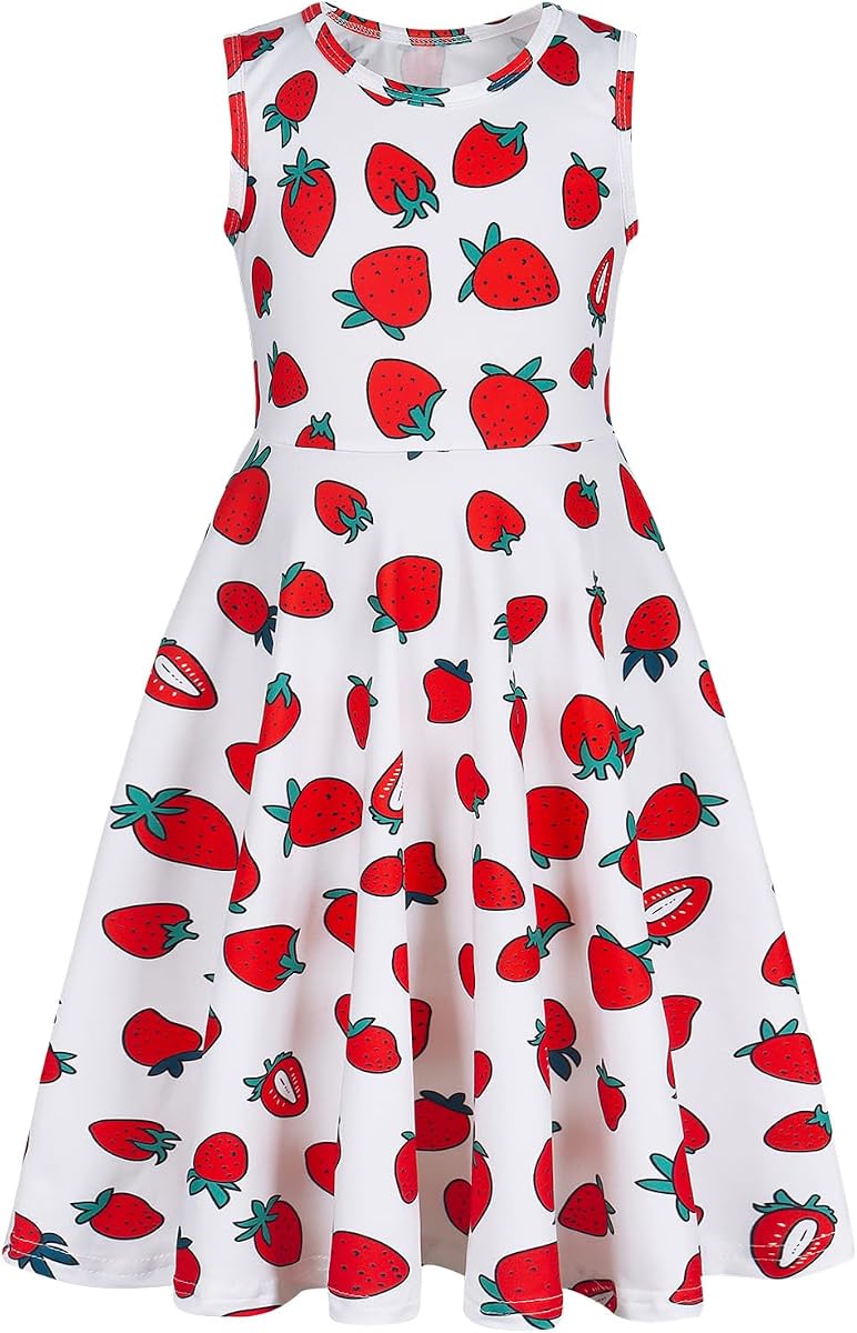 Vestido de verano para niñas, sin mangas, línea A, vestido de verano informal, vestidos de playa