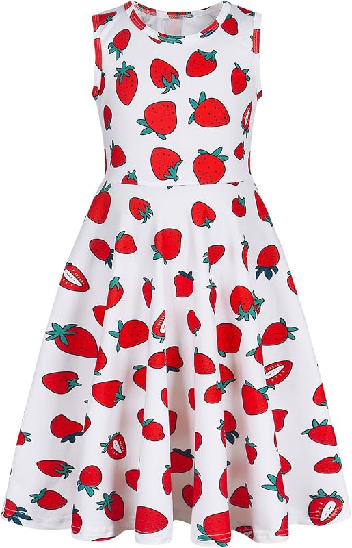 Vestido de verano para niñas, sin mangas, línea A, vestido de verano informal, vestidos de playa