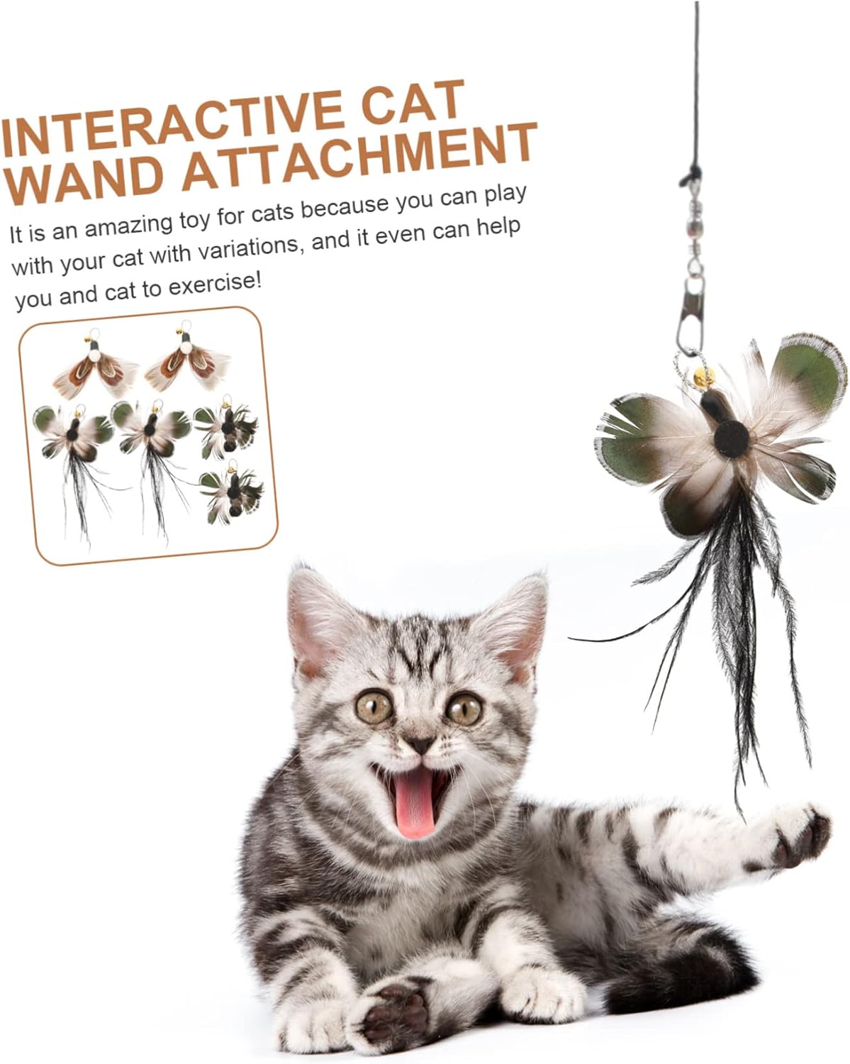 Mipcase 30pcs Cat Teasing Sticks Refills Interactive Insect Replacement for Indoor Kittens Engaging Cat Toys to Boost Playtime and Exercise