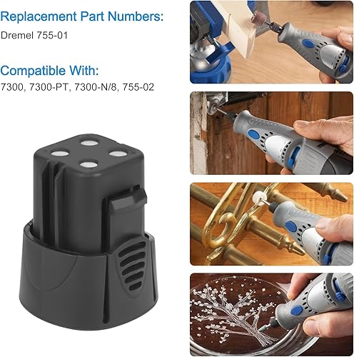 Miniatura 7 de Batería Ni-MH 755-01 de 4.8V 3500mAh para Dremel 7300-PT, Dremel 7300-N8, Dremel 755-01 Dremel 7300 (no apto para Dremel 755,7500, 7400, 750)