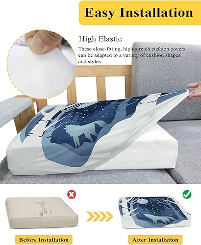 Miniatura 5 de Fundas de cojín de Navidad para sofá, funda elástica para sofá con parte inferior elástica, fundas protectoras para sofá de invierno con copos de