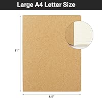 Vista 2 de EUSOAR Notebook Journal, 6 Pack A4 11" x 8-1/2", 40 Sheets/ 80 Pages, 100gsm Thick Paper, College Ruled Notebooks Brown in Bulk, Line Journals