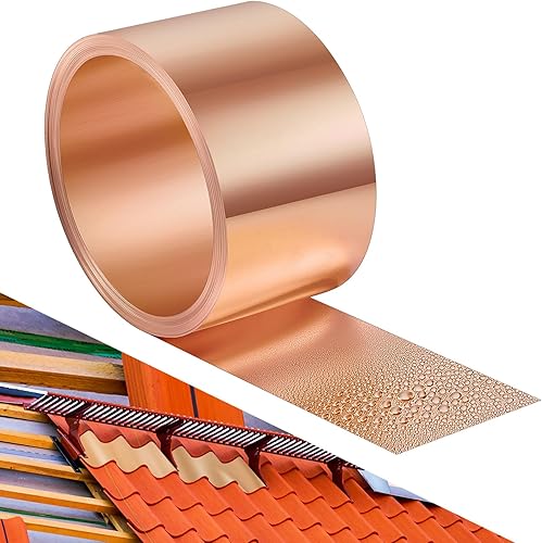 Zonon Rollo de aluminio intermitente de cobre de 4 pulgadas para techo intermitente resistente a la intemperie para chimeneas de cobertizo doméstico