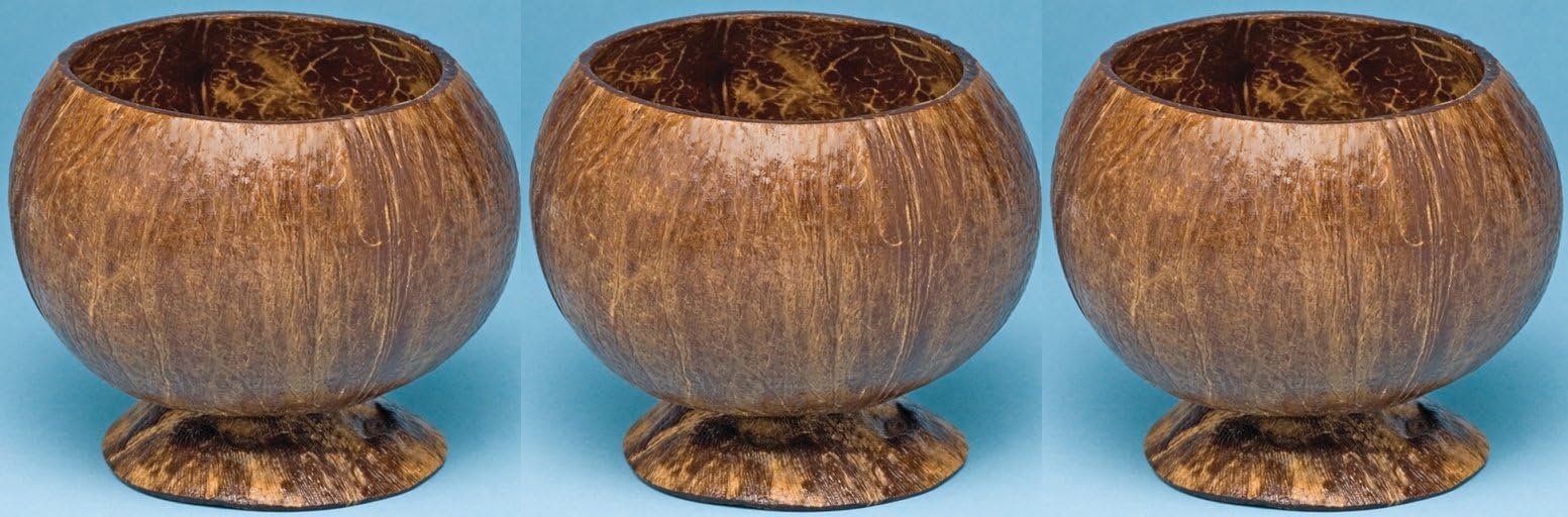 happy deals Real Coconut cups (with bases) - set of 3 genuine Coconut shell cups