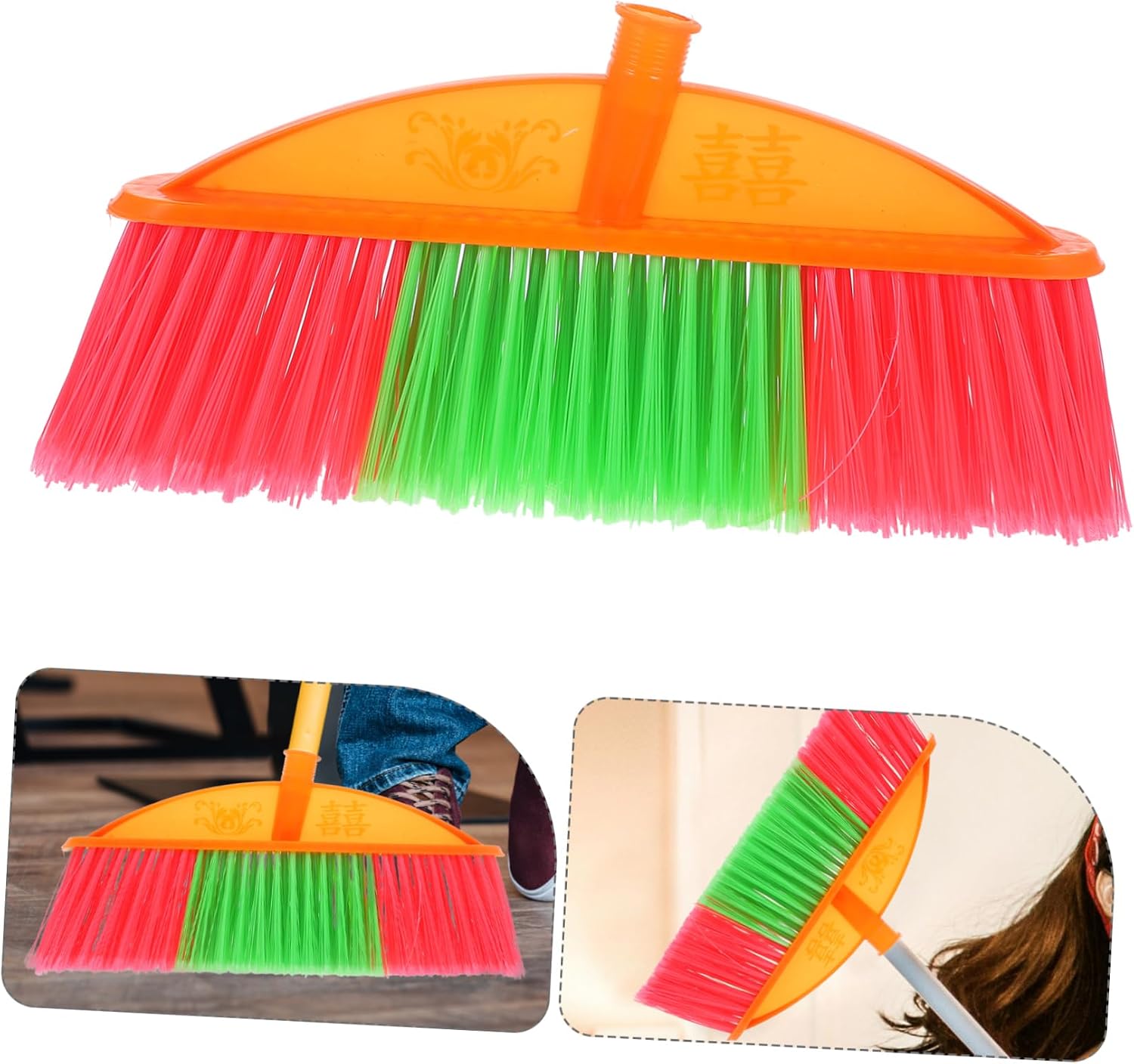 5-Row Plastic Broom Head Replacement – Hard Bristle Sweeper Head for Home Cleaning – 1 Pack Sturdy Household Broom Part