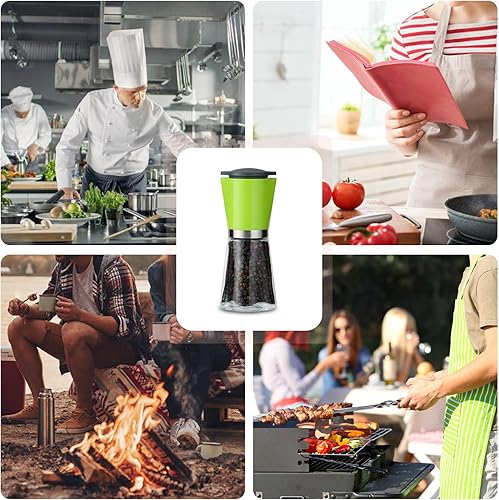 Miniatura 9 de Lebabo Juego de 3 molinillo de sal y pimienta, molinillo manual de pimienta recargable con gran capacidad, perfecto para especias, pimienta negra,