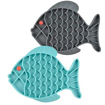 Cat Slow Feeder Bowl Fish-Shaped Cat Puzzle Feeder Food Mat for Small Dog & Cats Slow Eating, Cat Treat Toy, Anxiety Relief ( 2 PCS)