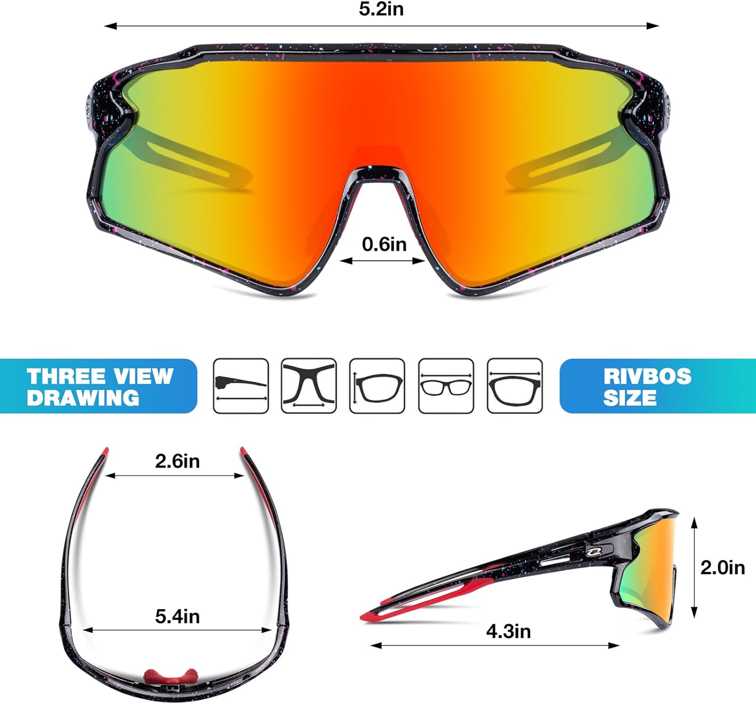 RIVBOS Youth Baseball Sunglasses for Kids(Boys&Girls) Polarized UV Protection Cycling Glasses RYS008 - Image 5