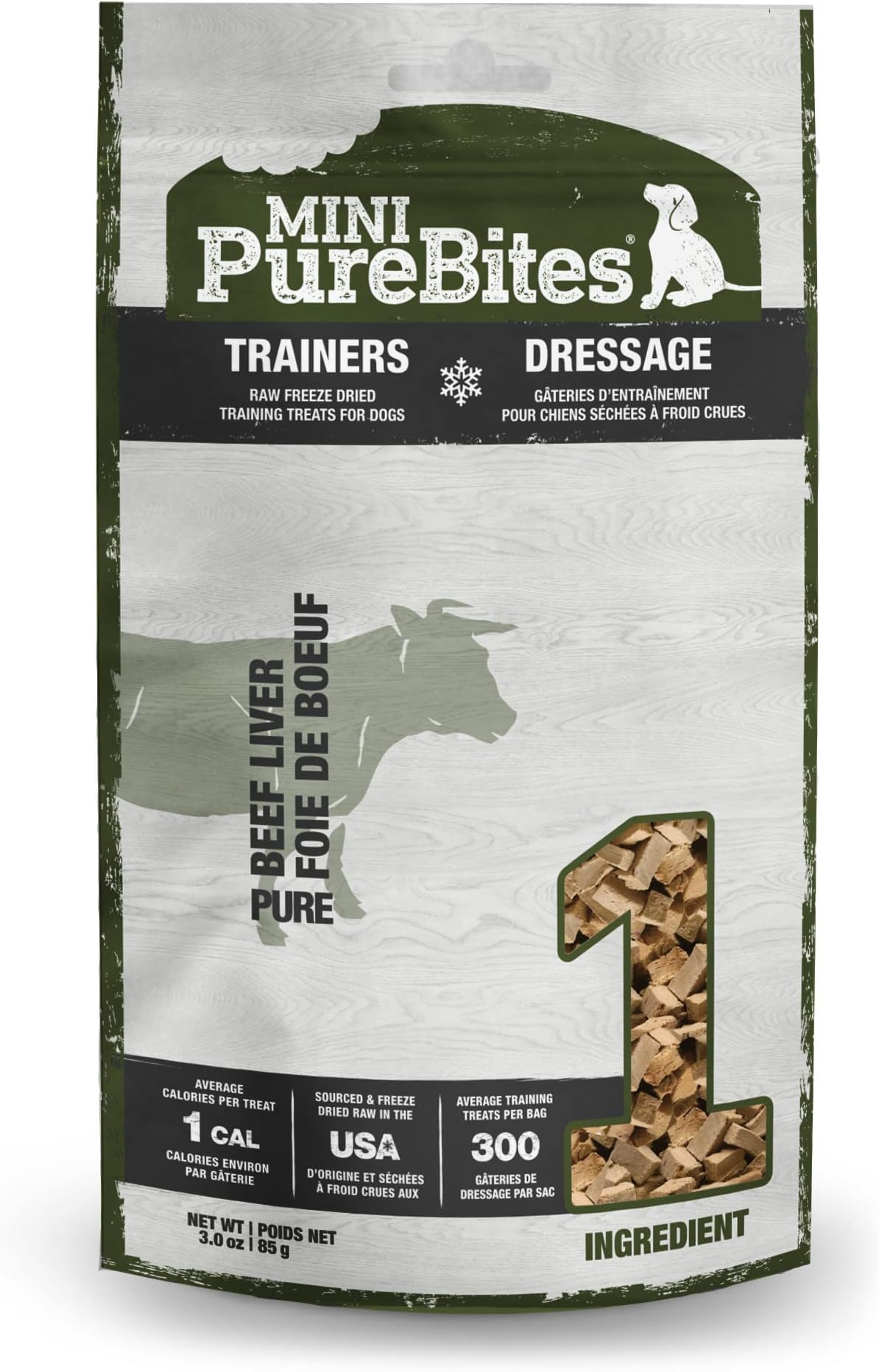 PureBites Mini Beef Liver Freeze Dried Dog Treats, 1 Ingredient, Made in USA, 3oz