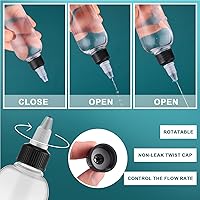 Vista 4 de Tanlade Paquete de 100 botellas redondas de plástico de 3.4 onzas con tapas, dispensador de aceite para campamento, botellas de pintura con tapas