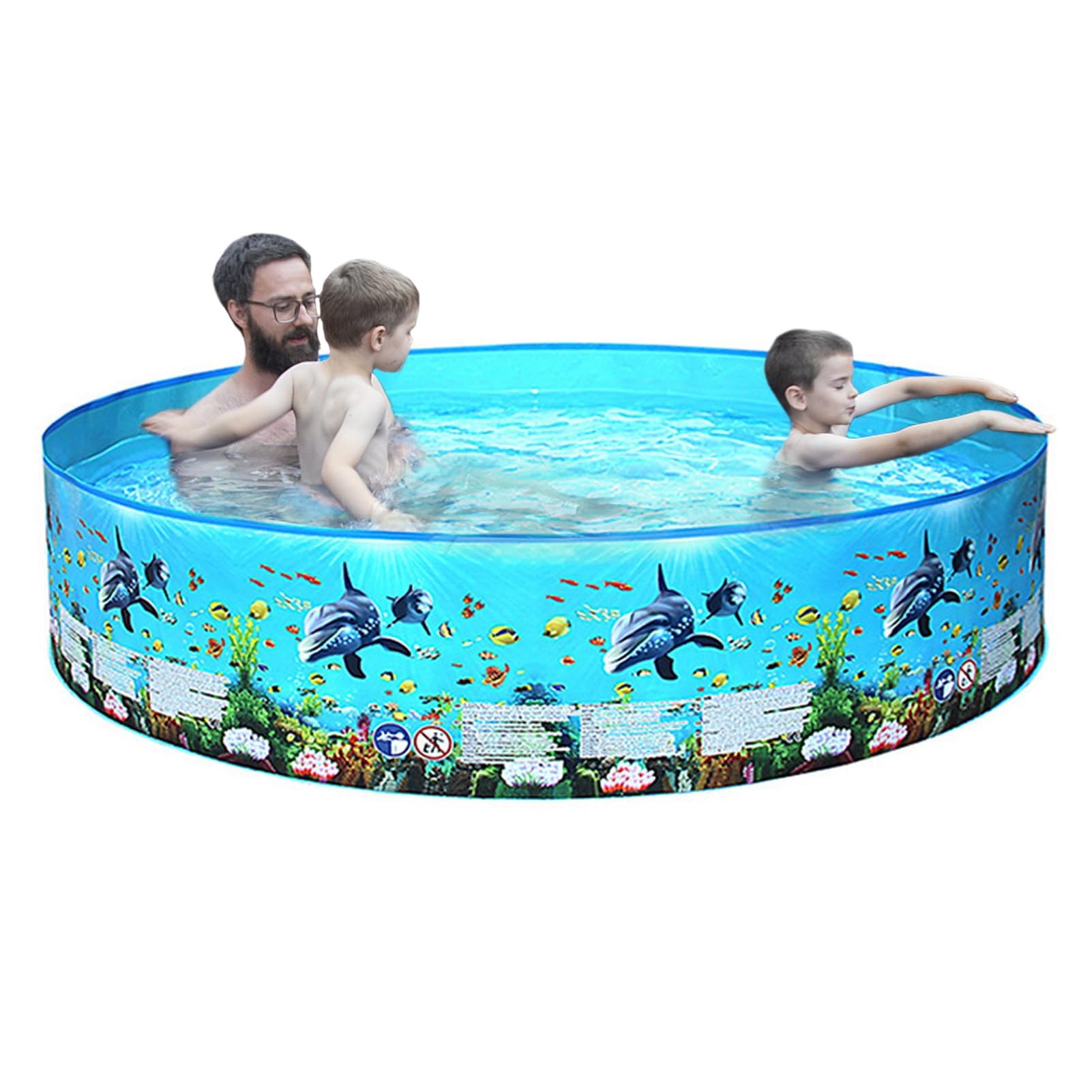 Portable Hard Plastic Foldable Swimming Pool for Babies, Kids, and Adults - No Inflation Needed, Family Round Pool, Holiday, Multiple