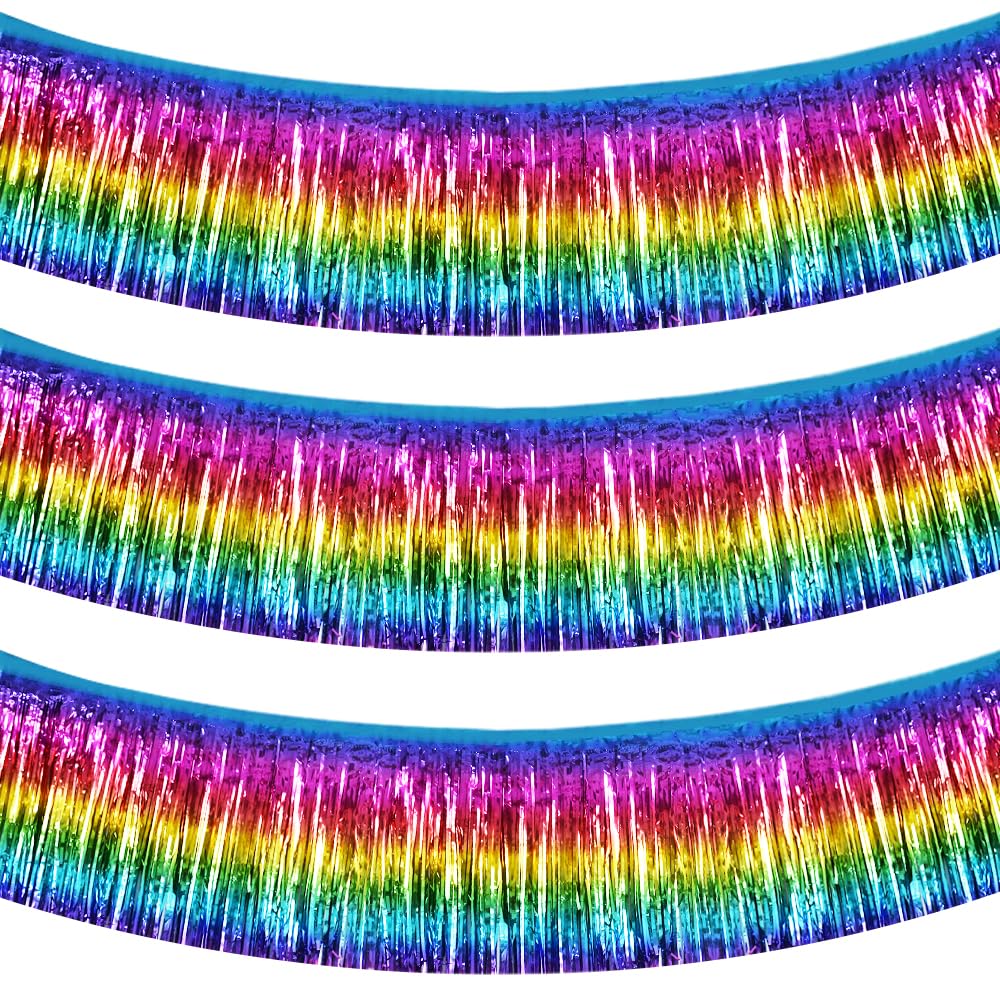 BEISHIDA Dark Rainbow Fringe Garland Banner 30ft Wall Tinsel Foil Streamers