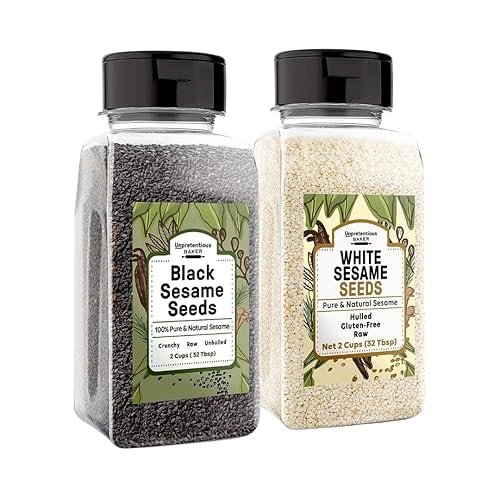 Unpretentious Paquete de semillas de sésamo blanco y negro, 2 tazas cada uno, sabores a nuez, cocina asiática, fideos y cobertura de arroz