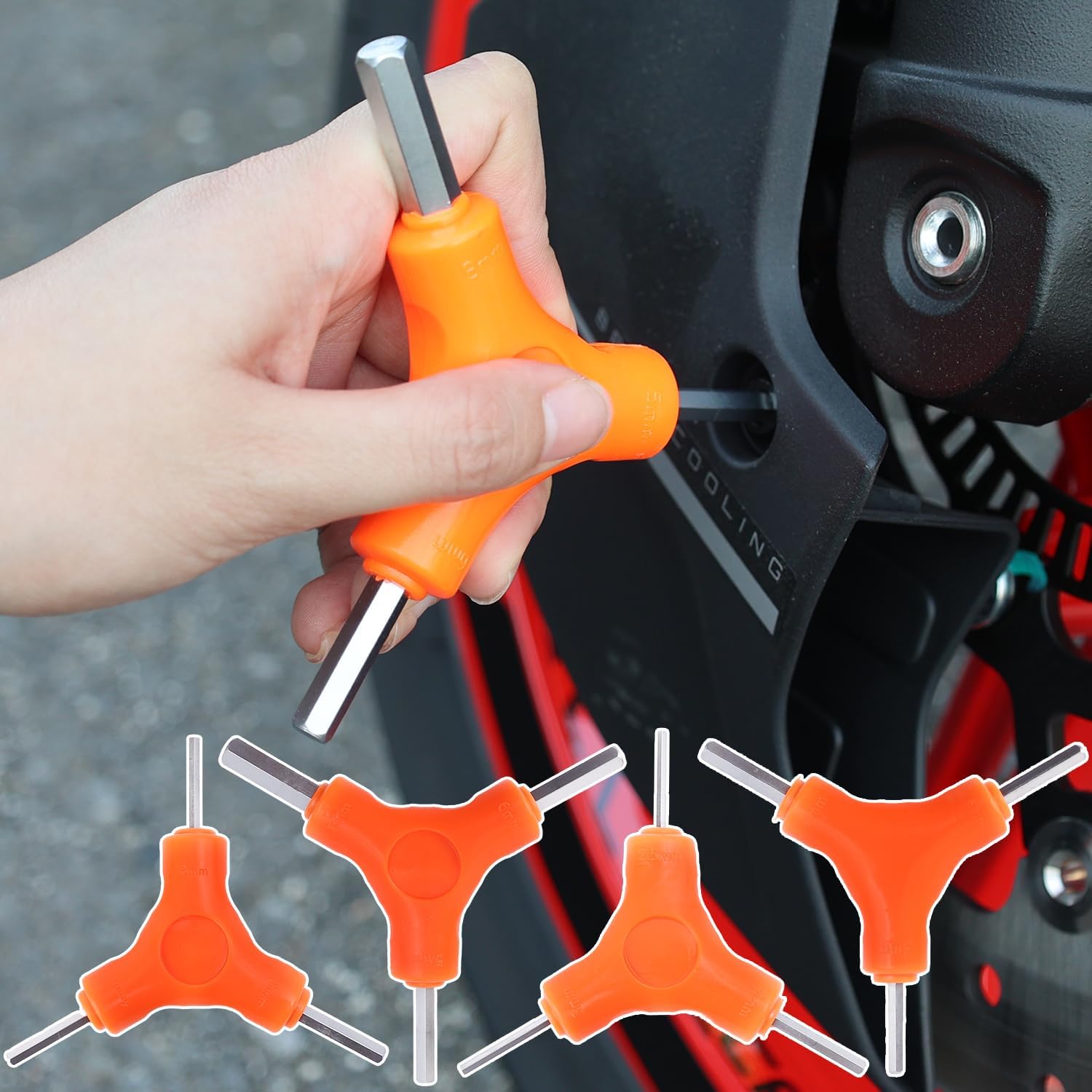 Trigeminal Hex Key Set Carbon Steel 3 in 1 Hexagon Wrench for Bike Car Repair Hand Tools (2.5-3-4mm)