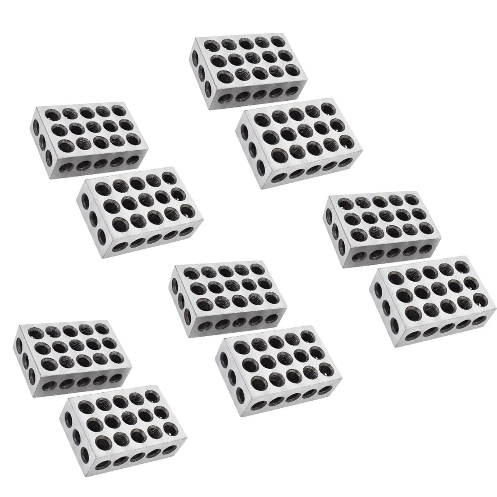 raseparter 5 Pair of 1-2-3 Blocks Matched Pair with 23 Holes Precision Machinist Milling 0.0002 in Fit for Milling Machine Jig-image-0