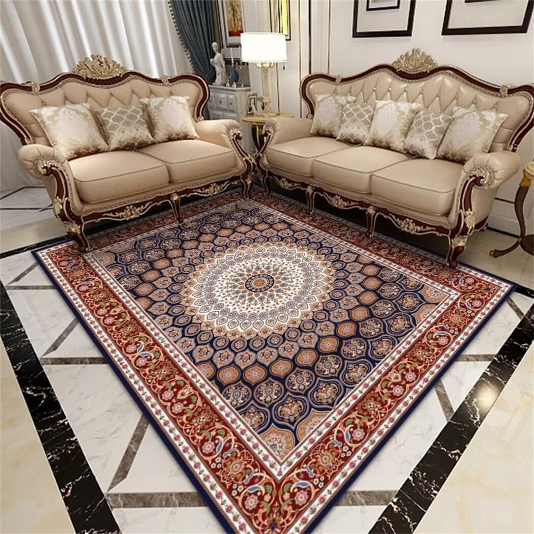 Tapis chambre ado garçon rouge vintage pour un salon lavable