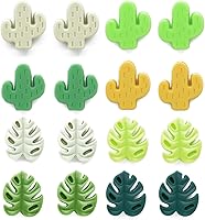 Vista 1 de Tapones de aguja de tejer, protectores de punta de aguja de cactus y hojas de Monstera, tapones de puntada, accesorios para tejer, 16 uds