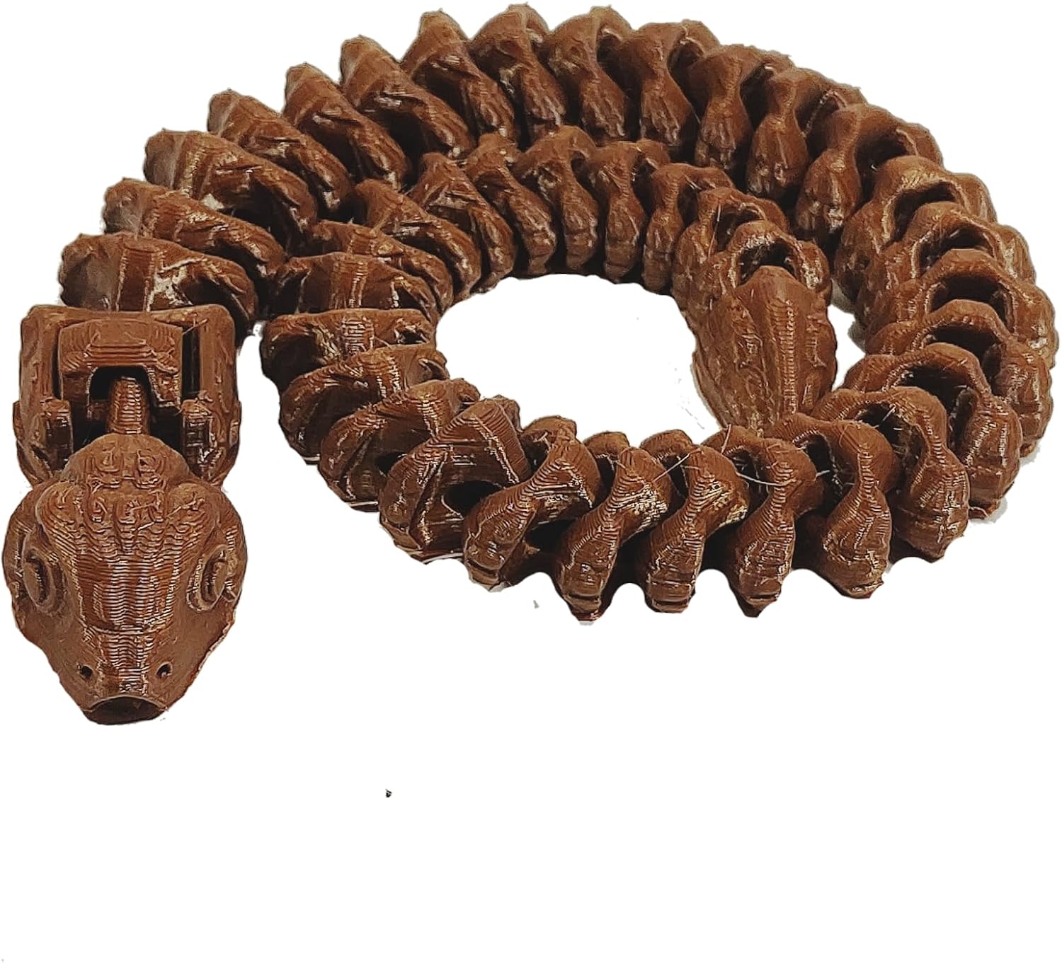 FlexiMech Rattlesnake 3d printed Snake 12" Flexible Reptile Mouth Opens Fidget Toy (Imperial Gold)