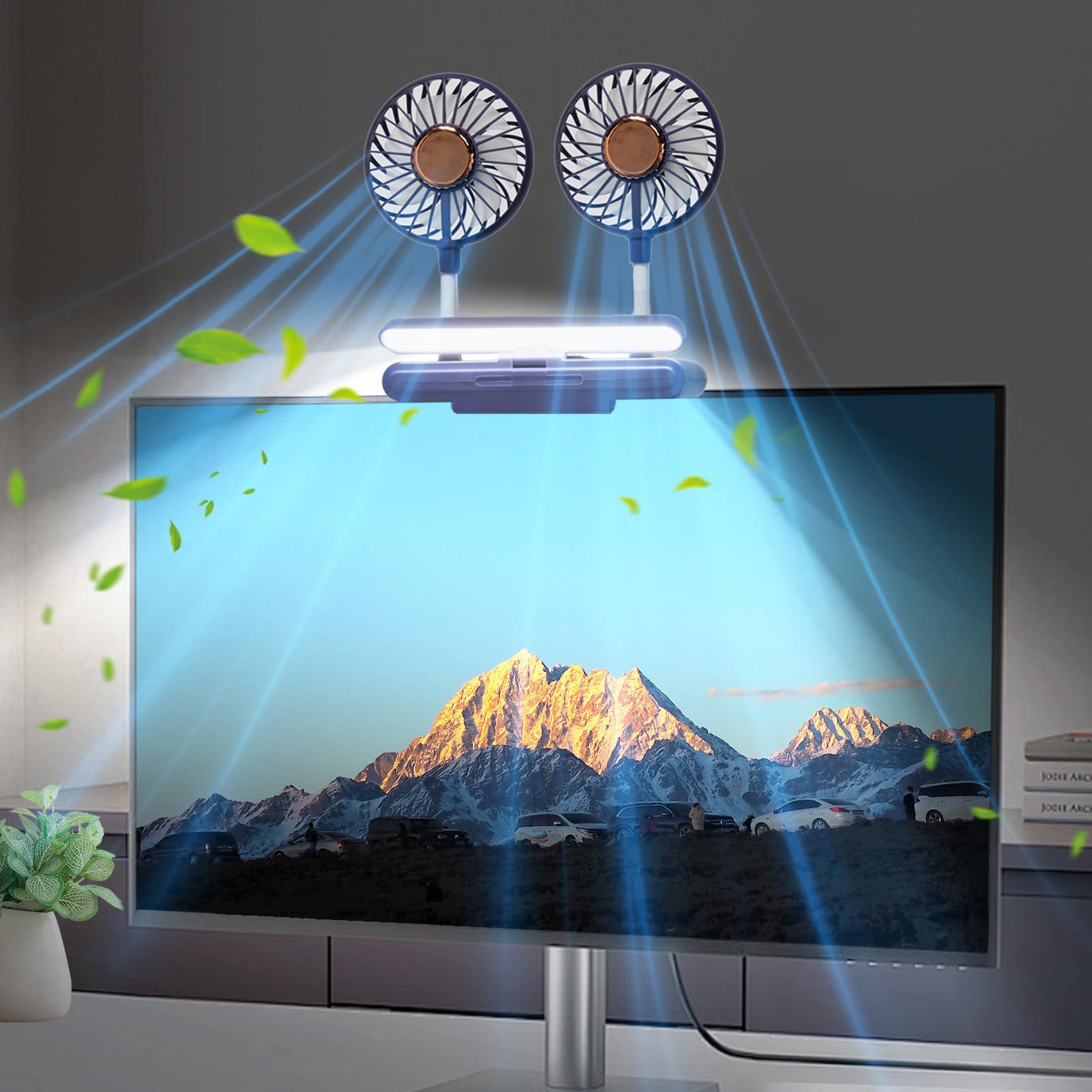 Petit ventilateur de bureau silencieux robuste réglable 3 vitesses LED