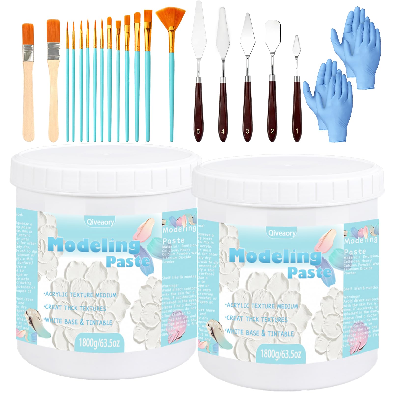 Pasta Texturizzata Acrilica Professionale 2000ml (3600g), Alta Densità, Pasta Strutturante per Pittura su Tela, Progetti Artistici Fai Da Te, Texture 3D e Strati Spessi, Materiali per Arte
