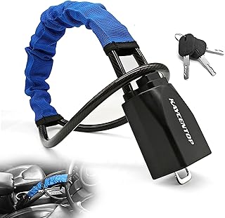 KAYCENTOP Car Steering Wheel Lock to Seat Belt Lock, Anti-Theft Device, Max 17 Inch Length, Small and Light-Weight, Multi-Functional, Fit Most Vehicle, SUV, Golf Cart Security (Blue)
