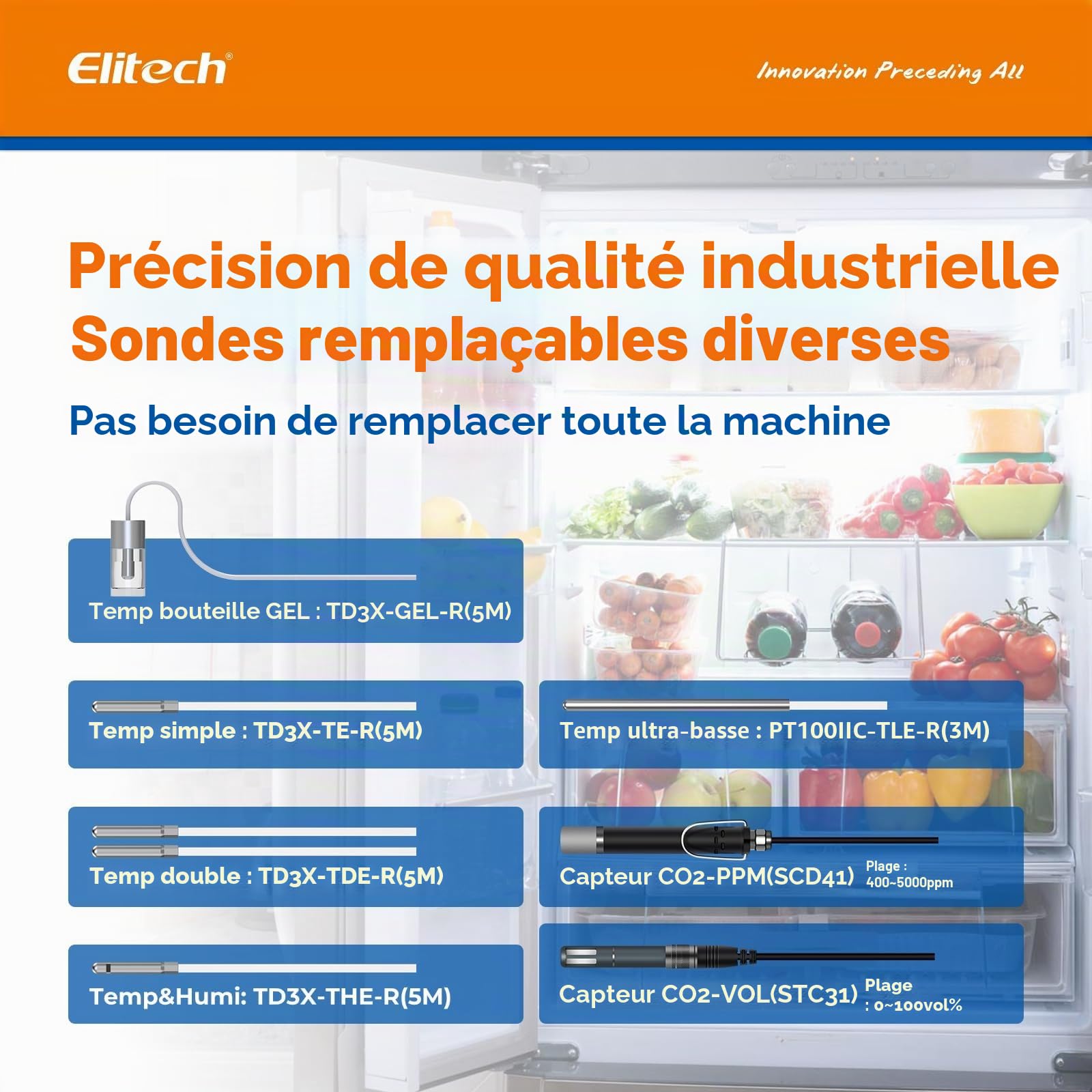 Elitech Enregistreur de Température Humidité 4G + WiFi 2,4G/5G En Temps Réel, Enregistreur de Données avec Deux Interfaces pour Sondes Interchangeables, APP Cloud, Sondes Non Incluses