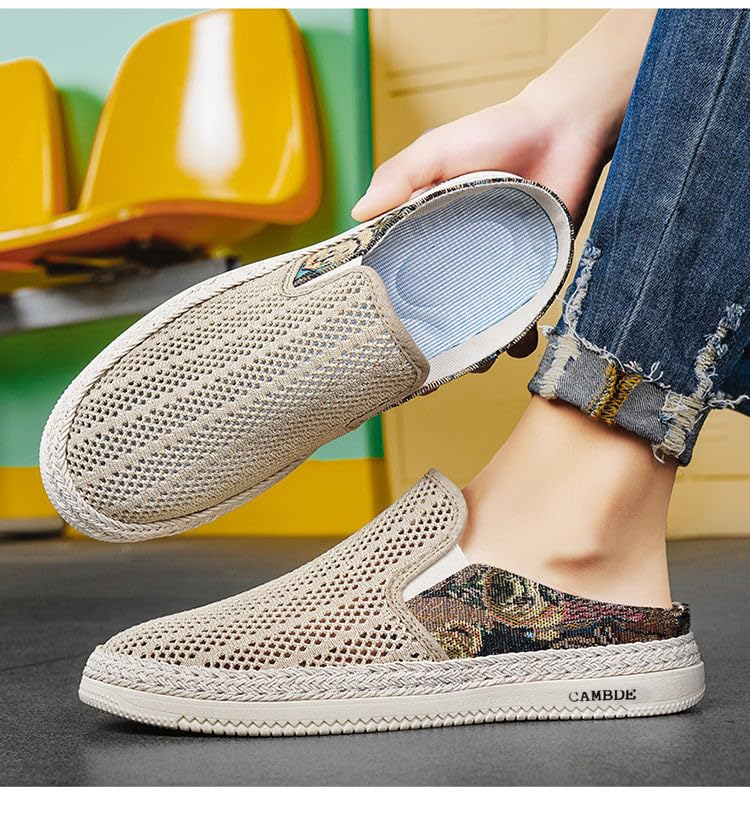 Men's Summer Flat Mesh Casual Shoes - Lightweight Breathable Outdoor Walking Half-Slipper with Slip-On Comfort for Daily Wear4