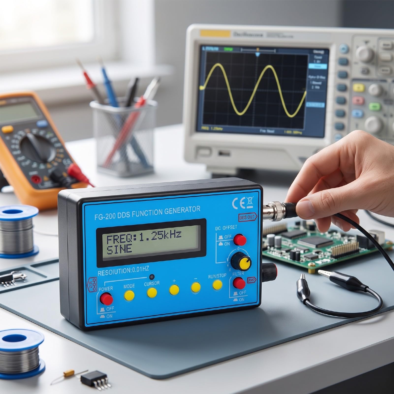 Luocute Generador de Señal de Función DDS, 0,01 Hz-500 KHz