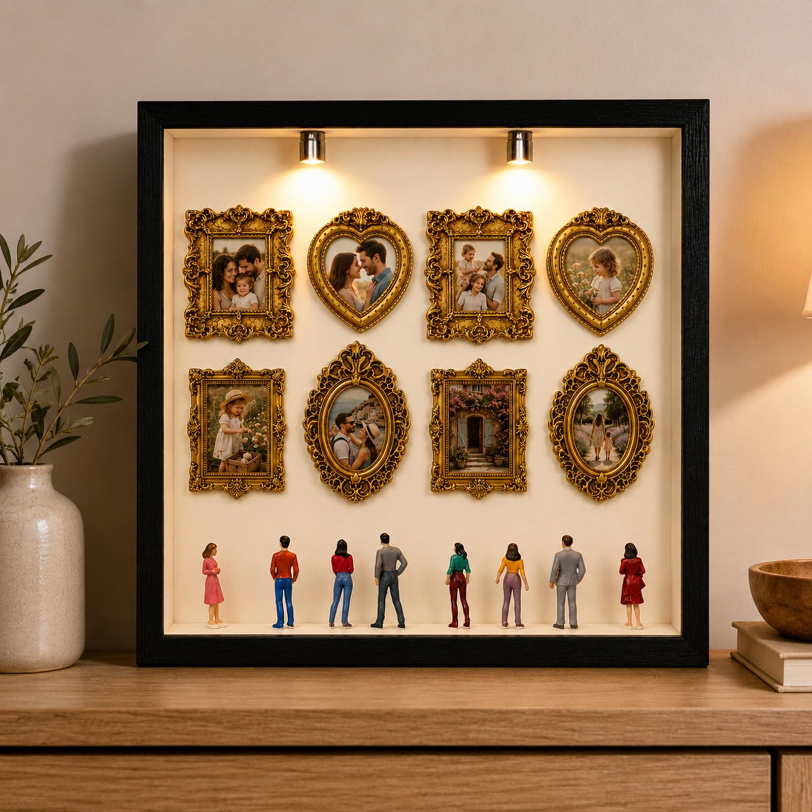 Personalize - Juego de cajas de siluetas de museos en miniatura | Caja de sombras con luz LED para decoración del hogar