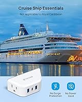 Vista 5 de TROND Extensor de salida con USB, divisor de pared con 2 tomas AC, 3 puertos USB, adaptador de enchufe de pared de diseño de 3 lados, elementos