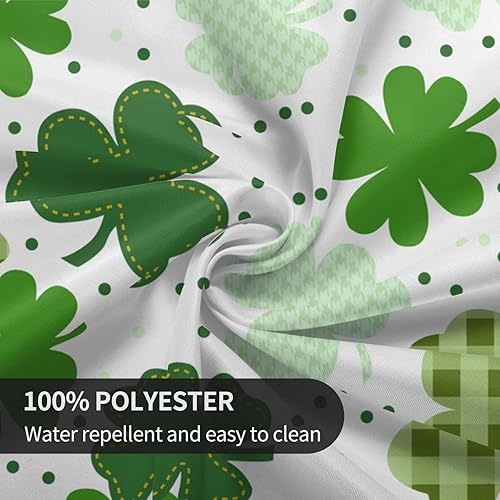 Miniatura 5 de Mantel redondo del Día de San Patricio de 60 pulgadas, mantel a cuadros lavable de poliéster con estampado de trébol para el hogar, cocina, mesa de