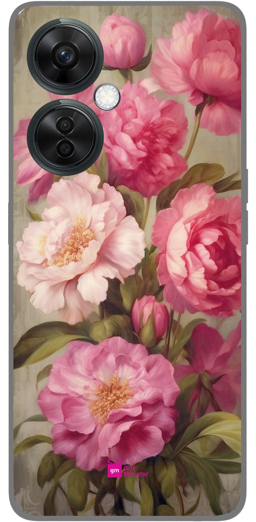 Gift Minister Silicone Designer Cover for One Plus Nord Ce 3 Lite 5G Brownnone - Pink Flowers Monogramed Emerald Beige Opulent Fabrics Vicente Romero Redondo Textural Prints Holotone 1Pcs 1696X