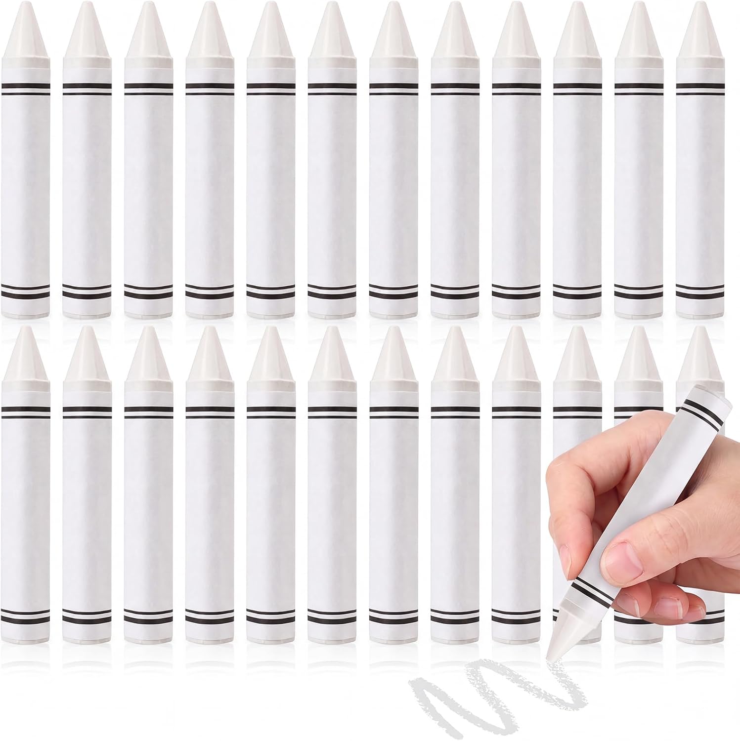 Fuyoooo 24 Pcs White Jumbo Triangle Crayons Bulk Single Color Crayon Refill, Non-toxic, Easy-grip, Washable, Unbreakable Crayon Gifts for Arts & Crafts, School Supplies & Gifts
