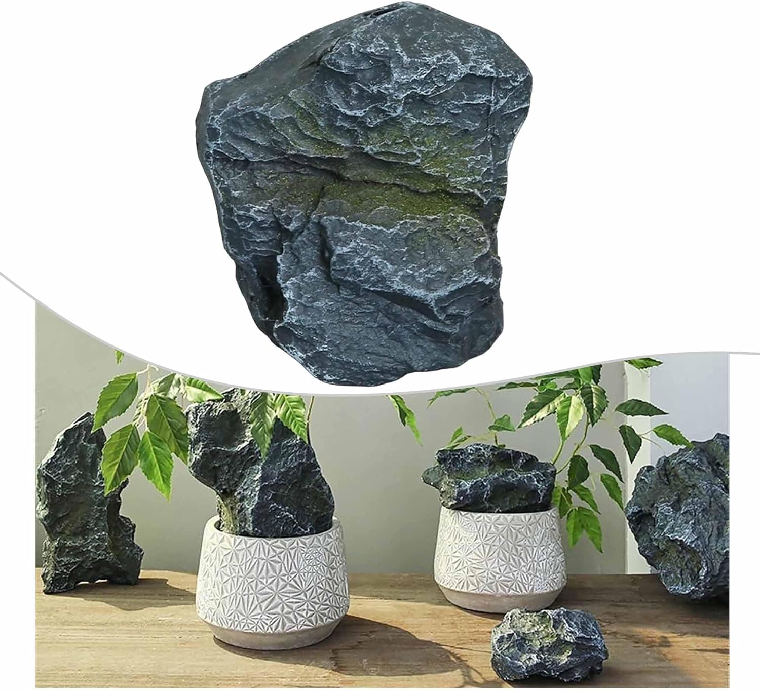 Small Outdoor Rock Cover for Yard Solid Fake Rocks Fiberglass Artificial Landscape Rock Lightweight Protection Dome Aquarium Décor Garden & Pool Landscapes(12 * 8 12cm) (One Co