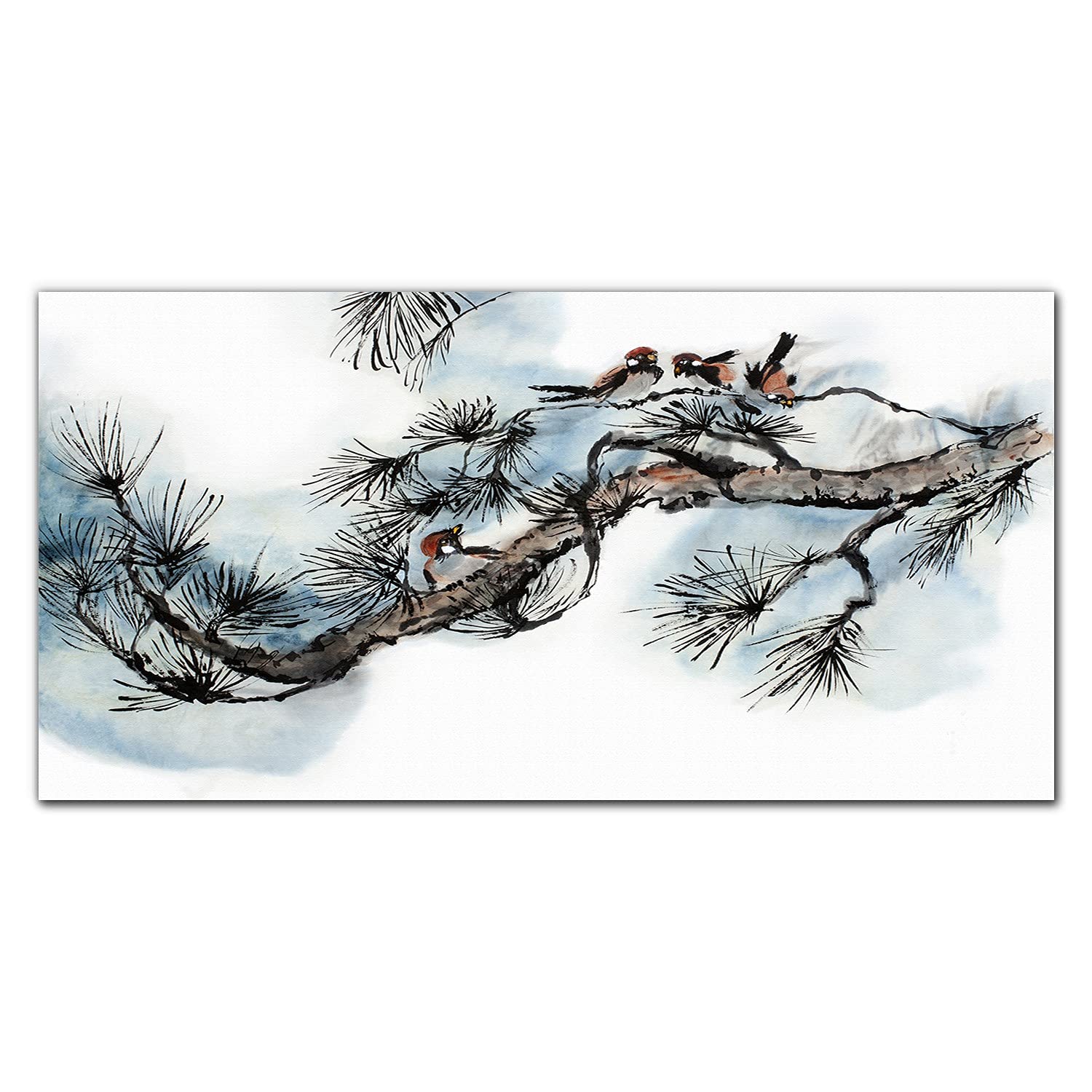 Dosseret en verre trempé oiseaux moineaux pour une décoration de cuisine moderne de 140x70cm