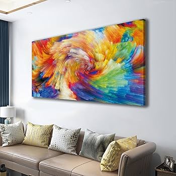 Amazon.co.jp: 大きなフレーム アート レインボー カラー