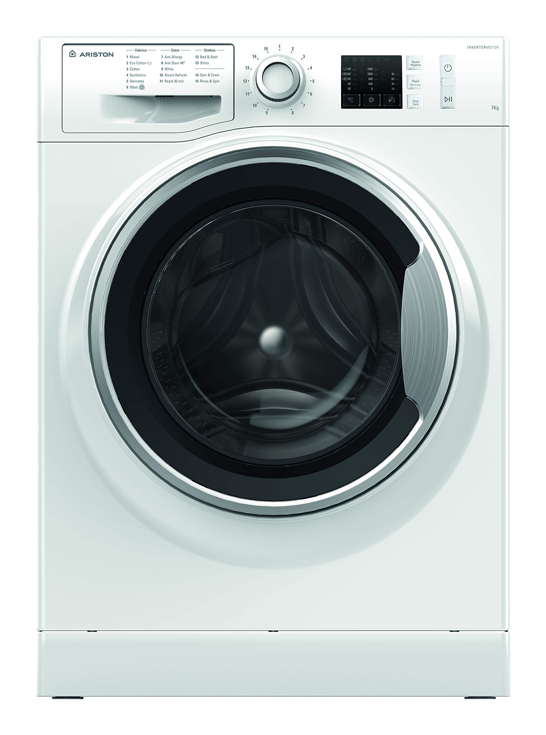 Buy Ariston Washing Machine NM10 723 WS GCC, FRONT LOAD 7KG, 1200 RPM