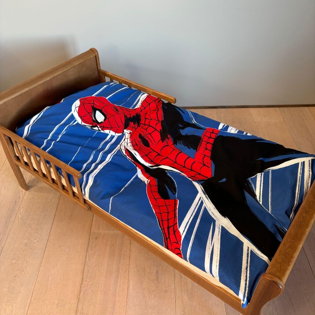 Spiderman parure de lit 100 x 140 cm + taie d'oreiller 40 x 45 cm, 100 % coton | Parure phosphorescente pour bébé, douce et reversible